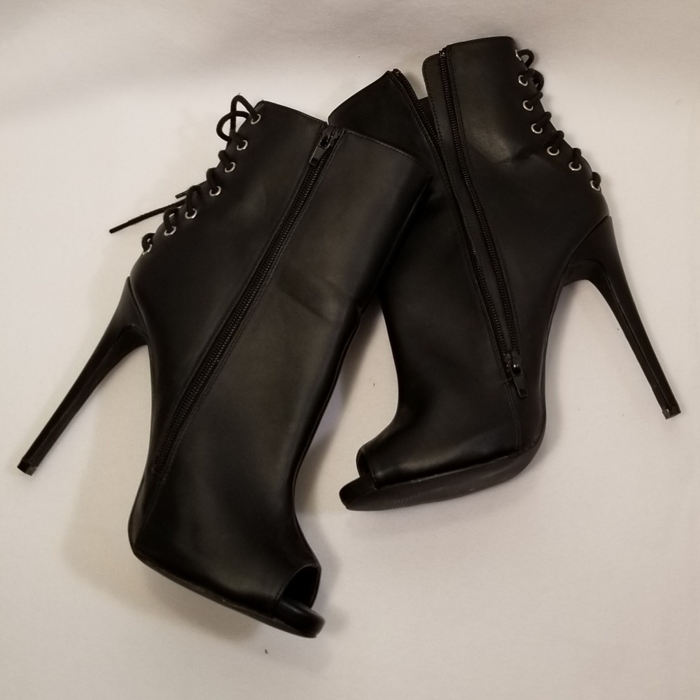 Liliana Peep Toe Ankle Laced Booties - Picture 5 of 6